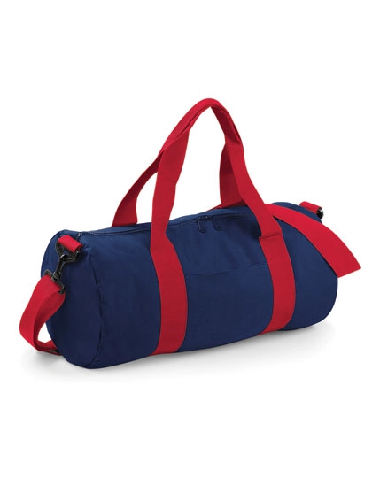 Original Barrel Bag zum Besticken und Bedrucken in der Farbe French Navy-Classic Red mit Ihren Logo, Schriftzug oder Motiv.