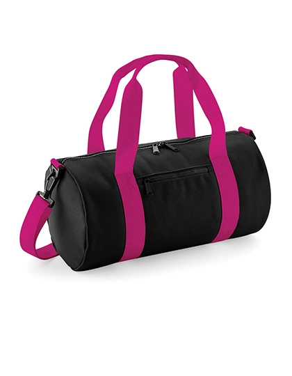 Mini Barrel Bag zum Besticken und Bedrucken in der Farbe Black-Fuchsia mit Ihren Logo, Schriftzug oder Motiv.