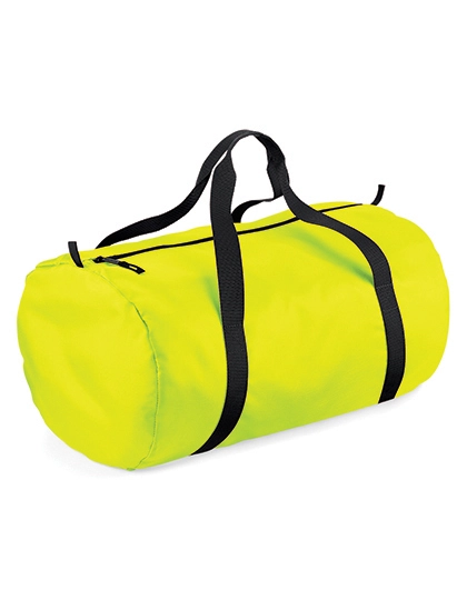 Packaway Barrel Bag zum Besticken und Bedrucken in der Farbe Fluorescent Yellow-Black mit Ihren Logo, Schriftzug oder Motiv.