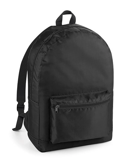 Packaway Backpack zum Besticken und Bedrucken in der Farbe Black-Black mit Ihren Logo, Schriftzug oder Motiv.