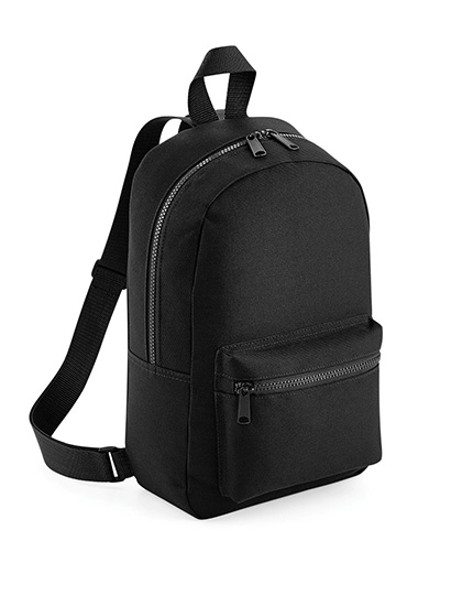 Mini Essential Fashion Backpack zum Besticken und Bedrucken in der Farbe Black mit Ihren Logo, Schriftzug oder Motiv.
