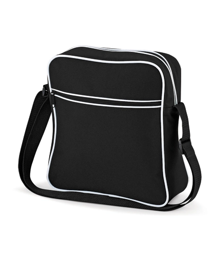 Retro Flight Bag zum Besticken und Bedrucken in der Farbe Black-White mit Ihren Logo, Schriftzug oder Motiv.
