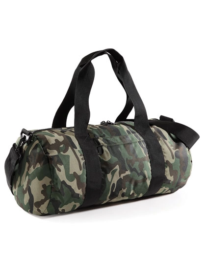 Camo Barrel Bag zum Besticken und Bedrucken in der Farbe Jungle Camo mit Ihren Logo, Schriftzug oder Motiv.