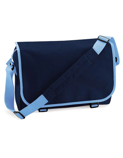 Messenger Bag zum Besticken und Bedrucken in der Farbe French Navy-Sky Blue mit Ihren Logo, Schriftzug oder Motiv.