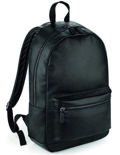 Faux Leather Fashion Backpack zum Besticken und Bedrucken in der Farbe Black mit Ihren Logo, Schriftzug oder Motiv.