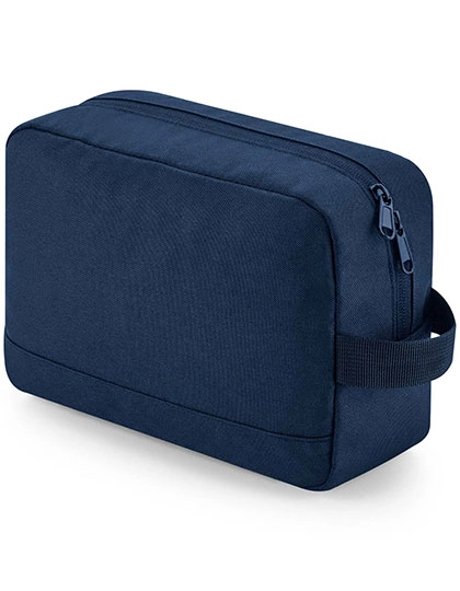 Recycled Essentials Wash Bag zum Besticken und Bedrucken in der Farbe Navy mit Ihren Logo, Schriftzug oder Motiv.