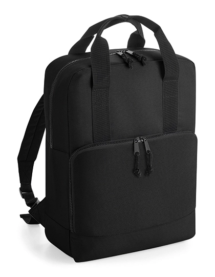 Recycled Twin Handle Cooler Backpack zum Besticken und Bedrucken in der Farbe Black mit Ihren Logo, Schriftzug oder Motiv.