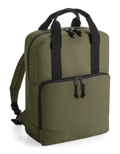 Recycled Twin Handle Cooler Backpack zum Besticken und Bedrucken in der Farbe Military Green mit Ihren Logo, Schriftzug oder Motiv.