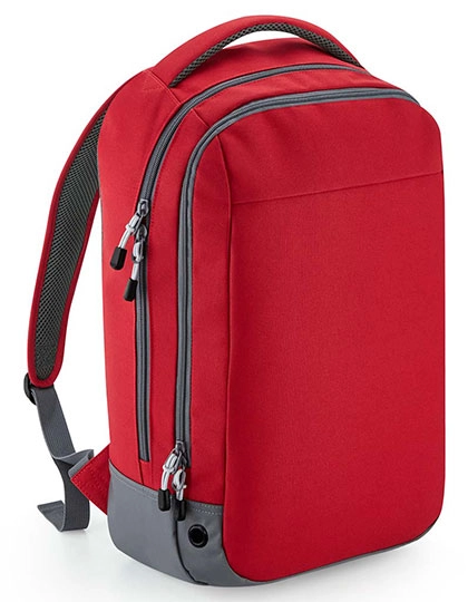 Athleisure Sports Backpack zum Besticken und Bedrucken in der Farbe Classic Red-Grey mit Ihren Logo, Schriftzug oder Motiv.