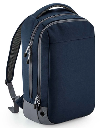 Athleisure Sports Backpack zum Besticken und Bedrucken in der Farbe French Navy-Grey mit Ihren Logo, Schriftzug oder Motiv.