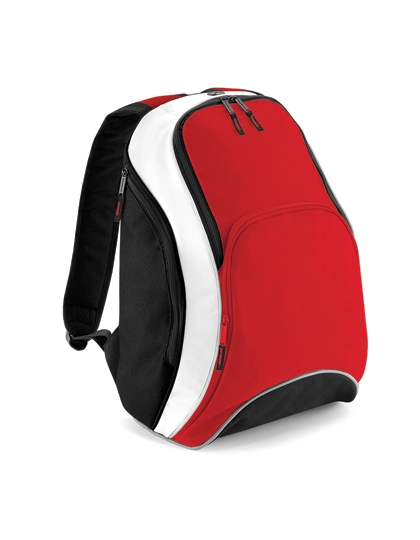 Teamwear Backpack zum Besticken und Bedrucken in der Farbe Classic Red-Black-White mit Ihren Logo, Schriftzug oder Motiv.