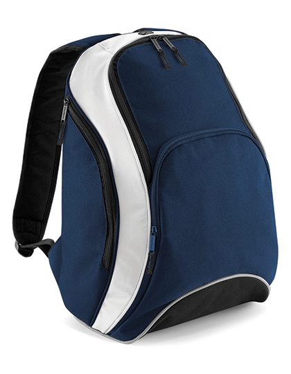 Teamwear Backpack zum Besticken und Bedrucken in der Farbe French Navy-French Navy-White mit Ihren Logo, Schriftzug oder Motiv.