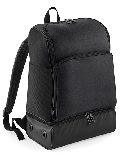 Hardbase Sports Backpack zum Besticken und Bedrucken in der Farbe Black-Black mit Ihren Logo, Schriftzug oder Motiv.