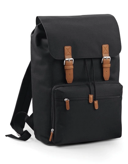 Vintage Laptop Backpack zum Besticken und Bedrucken in der Farbe Black mit Ihren Logo, Schriftzug oder Motiv.
