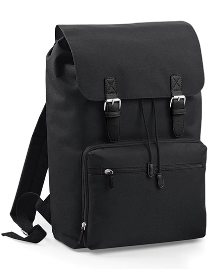 Vintage Laptop Backpack zum Besticken und Bedrucken in der Farbe Black-Black mit Ihren Logo, Schriftzug oder Motiv.
