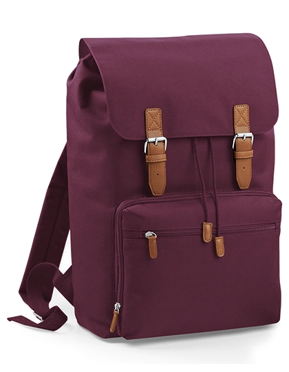 Vintage Laptop Backpack zum Besticken und Bedrucken in der Farbe Burgundy mit Ihren Logo, Schriftzug oder Motiv.