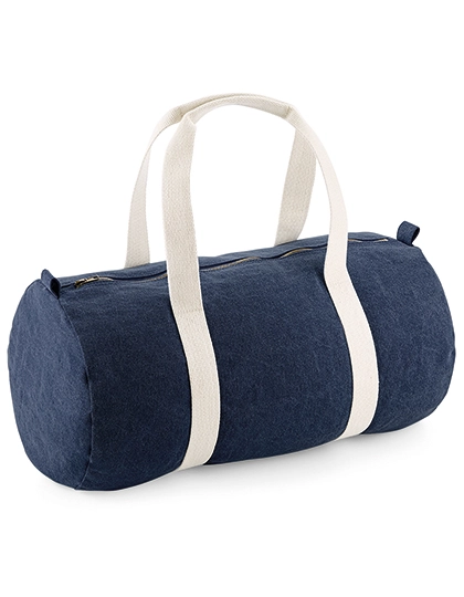 Denim Barrel Bag zum Besticken und Bedrucken in der Farbe Denim Blue mit Ihren Logo, Schriftzug oder Motiv.
