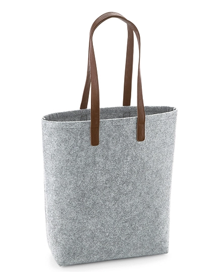Premium Felt Bag zum Besticken und Bedrucken in der Farbe Grey Melange-Tan mit Ihren Logo, Schriftzug oder Motiv.