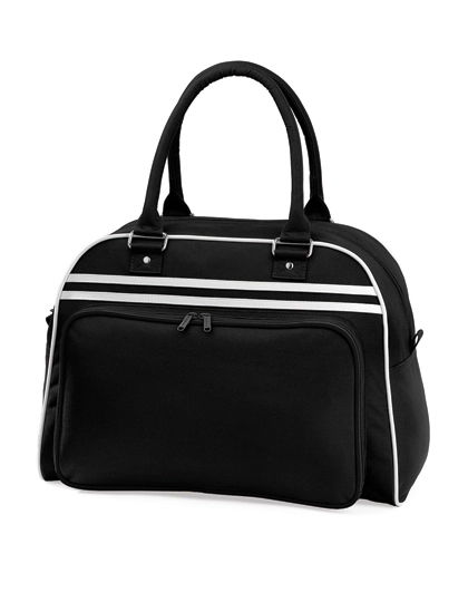 Retro Bowling Bag zum Besticken und Bedrucken in der Farbe Black-White mit Ihren Logo, Schriftzug oder Motiv.