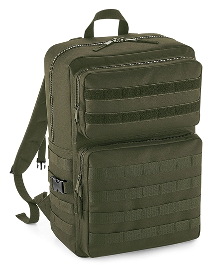 MOLLE Tactical 25L Backpack zum Besticken und Bedrucken in der Farbe Military Green mit Ihren Logo, Schriftzug oder Motiv.