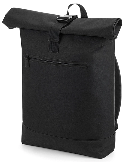 Roll-Top Backpack zum Besticken und Bedrucken in der Farbe Black mit Ihren Logo, Schriftzug oder Motiv.