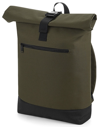 Roll-Top Backpack zum Besticken und Bedrucken in der Farbe Military Green mit Ihren Logo, Schriftzug oder Motiv.