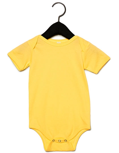 Baby Jersey Short Sleeve Onesie zum Besticken und Bedrucken in der Farbe Yellow mit Ihren Logo, Schriftzug oder Motiv.