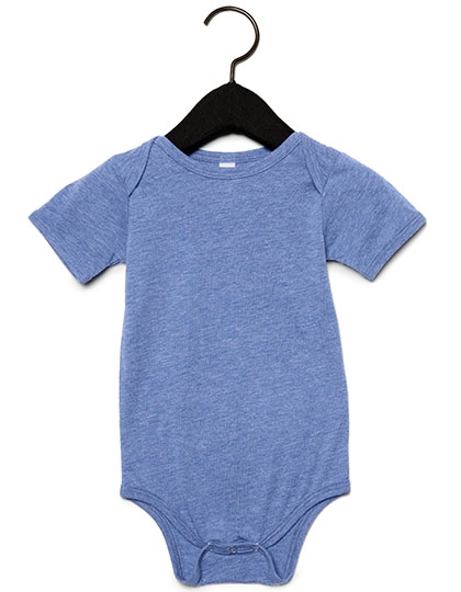 Baby Triblend Short Sleeve Onesie zum Besticken und Bedrucken in der Farbe Blue Triblend (Heather) mit Ihren Logo, Schriftzug oder Motiv.