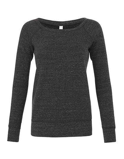 Women´s Sponge Fleece Wide Neck Sweatshirt zum Besticken und Bedrucken in der Farbe Charcoal-Black Triblend (Heather) mit Ihren Logo, Schriftzug oder Motiv.
