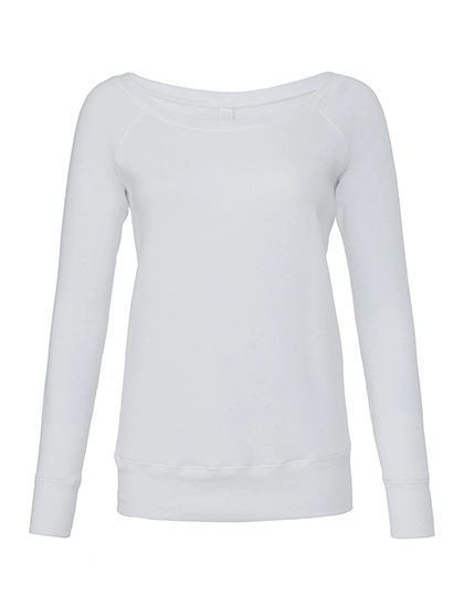 Women´s Sponge Fleece Wide Neck Sweatshirt zum Besticken und Bedrucken in der Farbe Solid White Triblend mit Ihren Logo, Schriftzug oder Motiv.