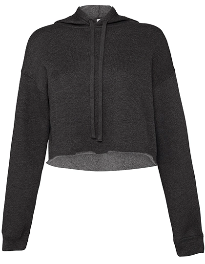 Women´s Cropped Fleece Hoodie zum Besticken und Bedrucken in der Farbe Dark Grey Heather mit Ihren Logo, Schriftzug oder Motiv.