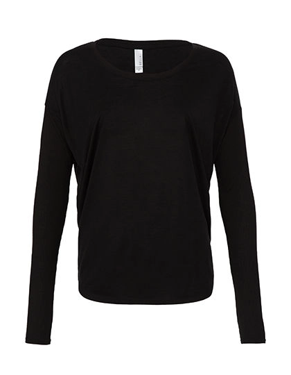 Flowy Long Sleeve T-Shirt zum Besticken und Bedrucken in der Farbe Black mit Ihren Logo, Schriftzug oder Motiv.