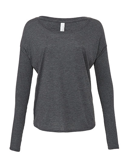 Flowy Long Sleeve T-Shirt zum Besticken und Bedrucken in der Farbe Dark Grey Heather mit Ihren Logo, Schriftzug oder Motiv.