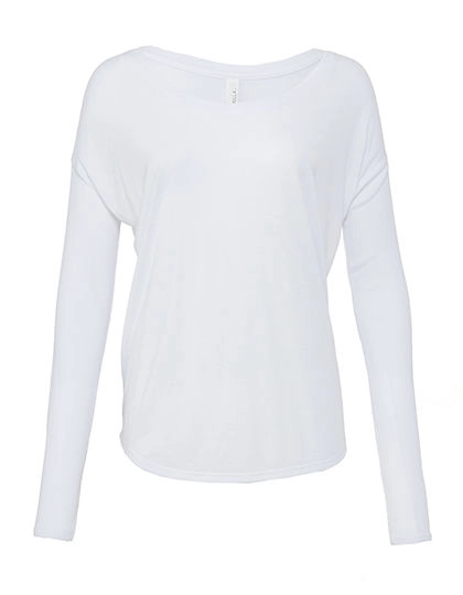 Flowy Long Sleeve T-Shirt zum Besticken und Bedrucken in der Farbe White mit Ihren Logo, Schriftzug oder Motiv.