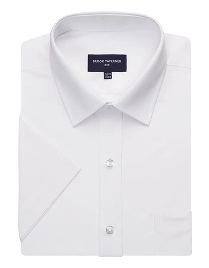 Vesta Short Sleeve Shirt zum Besticken und Bedrucken in der Farbe White mit Ihren Logo, Schriftzug oder Motiv.