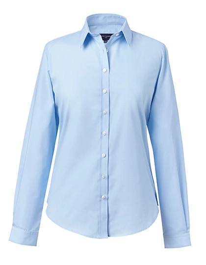 Women´s Selene Long Sleeve Blouse zum Besticken und Bedrucken in der Farbe Blue mit Ihren Logo, Schriftzug oder Motiv.