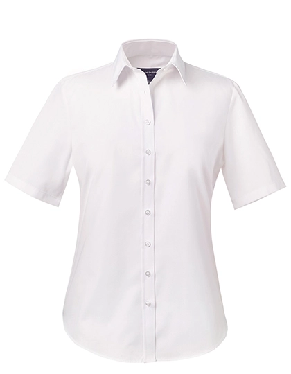 Eos Short Sleeve Blouse zum Besticken und Bedrucken in der Farbe White mit Ihren Logo, Schriftzug oder Motiv.