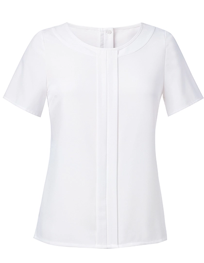 Women´s Felina Short Sleeve Blouse zum Besticken und Bedrucken in der Farbe White mit Ihren Logo, Schriftzug oder Motiv.