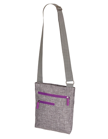 Carry Bag - Virginia zum Besticken und Bedrucken in der Farbe Grey Melange-Neon Lilac mit Ihren Logo, Schriftzug oder Motiv.
