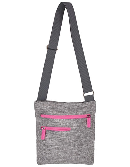 Carry Bag - Virginia zum Besticken und Bedrucken in der Farbe Grey Melange-Neon Pink mit Ihren Logo, Schriftzug oder Motiv.