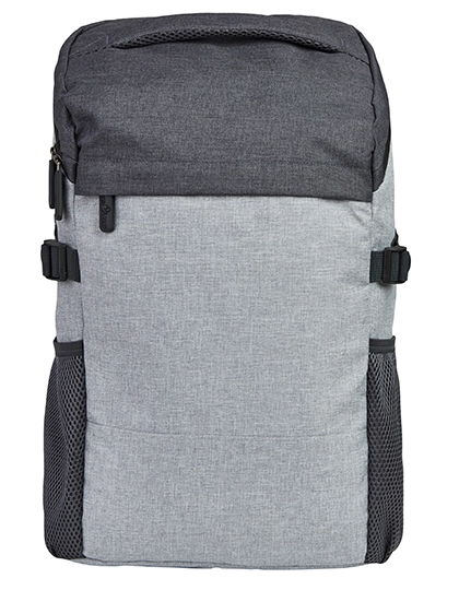 Backpack - Copenhagen zum Besticken und Bedrucken in der Farbe Dark Grey Melange-Light Grey Melange mit Ihren Logo, Schriftzug oder Motiv.