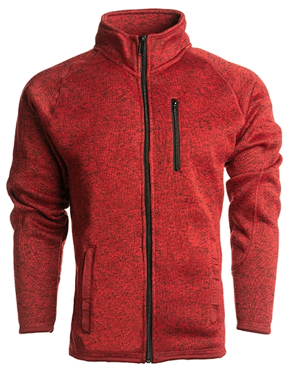 Men´s Full Zip Sweater Knit Jacket zum Besticken und Bedrucken in der Farbe Heather Red mit Ihren Logo, Schriftzug oder Motiv.