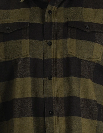 Ladies´ Woven Plaid Flannel Shirt zum Besticken und Bedrucken in der Farbe Army - Black (Checked) mit Ihren Logo, Schriftzug oder Motiv.