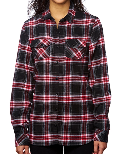 Ladies´ Woven Plaid Flannel Shirt zum Besticken und Bedrucken in der Farbe Red Check mit Ihren Logo, Schriftzug oder Motiv.