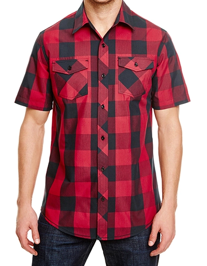 Buffalo Plaid Woven Shirt zum Besticken und Bedrucken in der Farbe Red - Black (Checked) mit Ihren Logo, Schriftzug oder Motiv.
