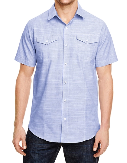Woven Texture Shirt zum Besticken und Bedrucken in der Farbe Blue (White Heather) mit Ihren Logo, Schriftzug oder Motiv.
