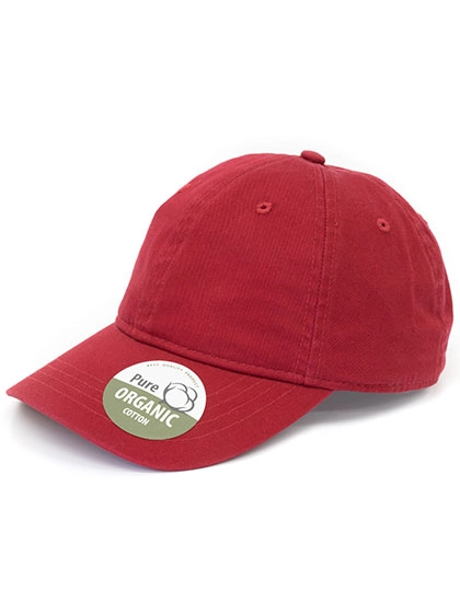 Organic Cotton Cap Unstructured zum Besticken und Bedrucken in der Farbe Red mit Ihren Logo, Schriftzug oder Motiv.