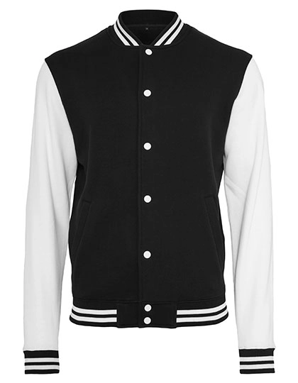 Sweat College Jacket zum Besticken und Bedrucken in der Farbe Black-White mit Ihren Logo, Schriftzug oder Motiv.