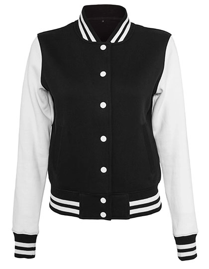 Ladies´ Sweat College Jacket zum Besticken und Bedrucken in der Farbe Black-White mit Ihren Logo, Schriftzug oder Motiv.