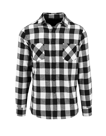 Checked Flannel Shirt zum Besticken und Bedrucken in der Farbe Black-White mit Ihren Logo, Schriftzug oder Motiv.